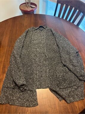 Women’s Black & Gray Marled Open-Front Sweater Cardigan